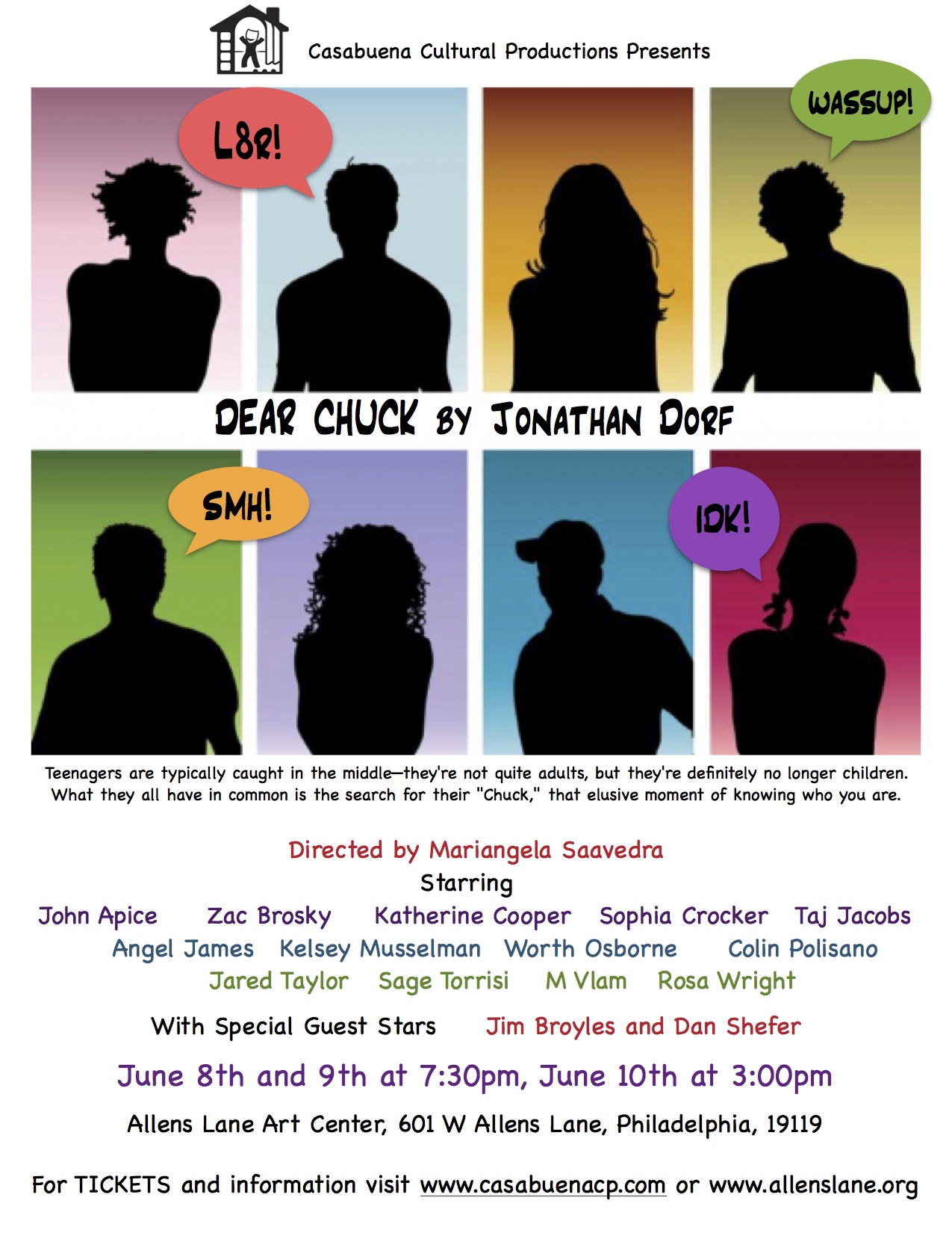 WE HAVE A CAST!! Dear Chuck is coming to Allens Lane on June 8th-10th!